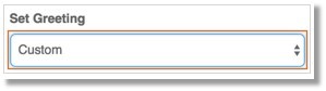 Click the drop-down box below Set Greeting, then select Custom.