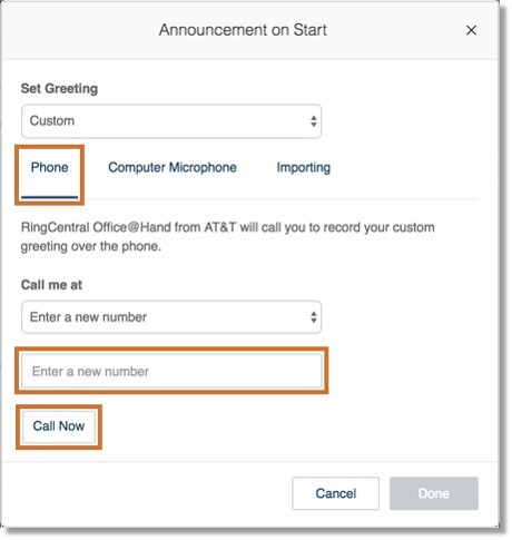 Enter your telephone number in the box provided, then click Call Now.