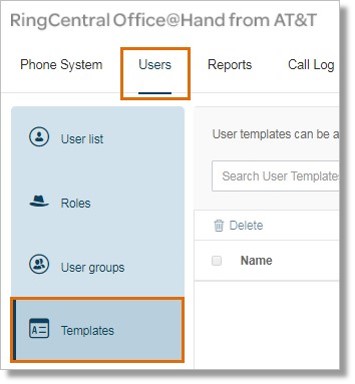 Click on the Users tab, and then click Templates.
