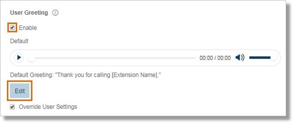 On the Screening, Greeting & Hold Music section, Click the Enable checkbox and click Edit under Call Screening.