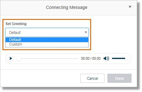 Select between Default or Custom. Selecting Default will use Office@Hand's default greeting.