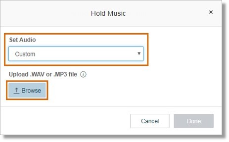 Selecting Custom allows you to upload a custom recording. Click Browse.