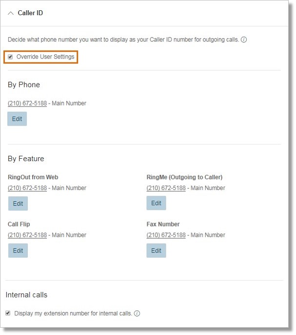 Click Edit below the setting that needs to be changed.