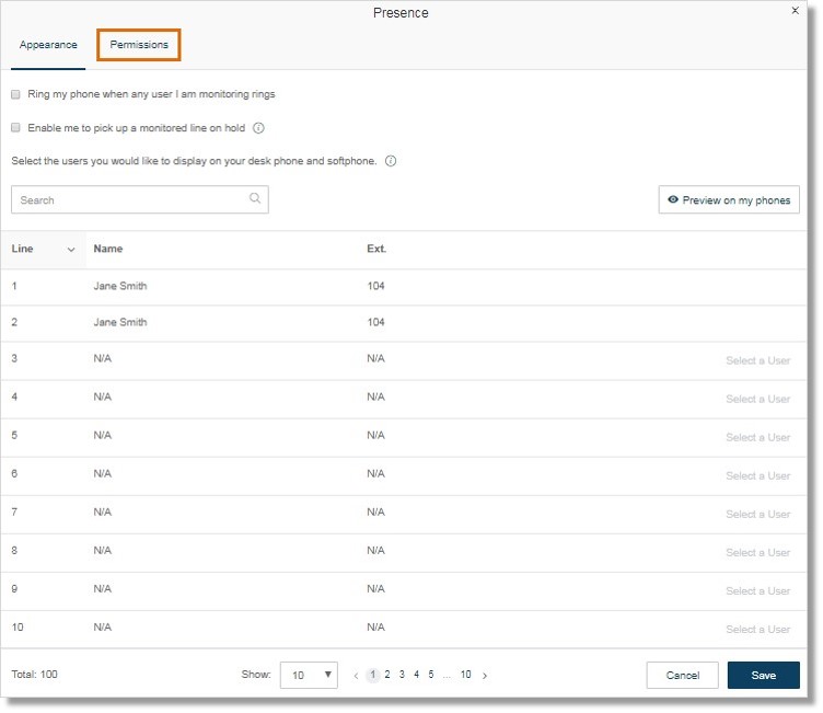 Click the Permissions tab.
