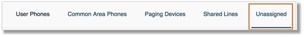Click the Unassigned tab on the Phones & Devices menu.