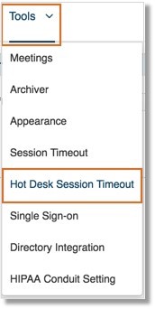 On the Tools menu, click Hot Desk Session Timeout.