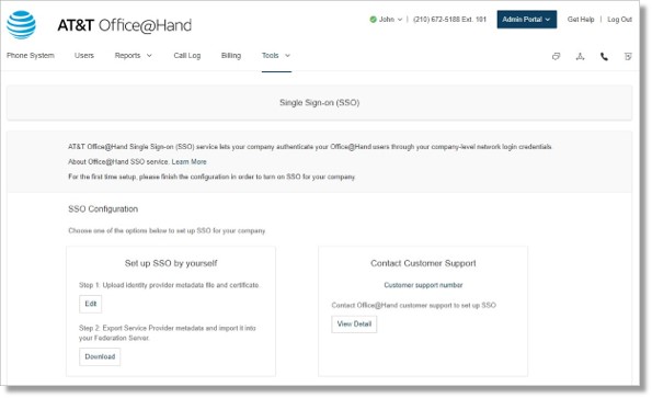 Administrators can go to Admin Portal > Tools > Single Sign-on to access the Single Sign-on page.