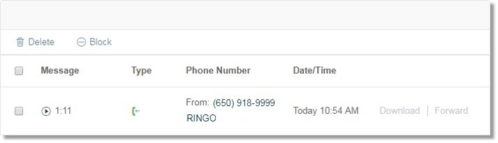 To delete a recording, simply select the recording by putting a check mark on the box next to it, and then click Delete.