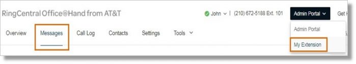 If you are logged in as an Administrator, click Admin Portal > My Extension first.