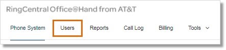On the Admin Portal, click Users.