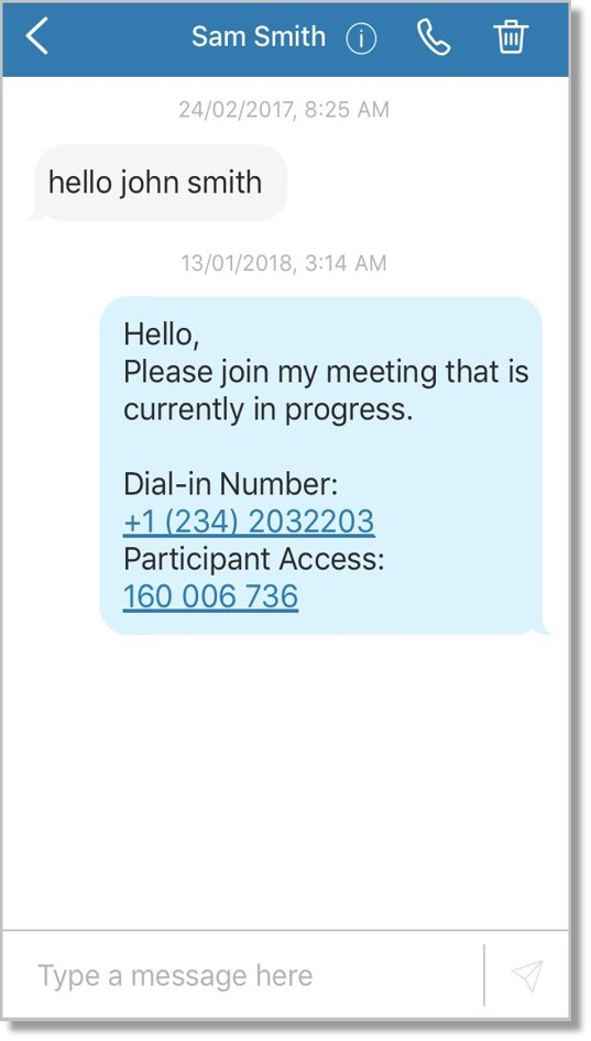 When viewing a text message, you may click on the space provided to reply.