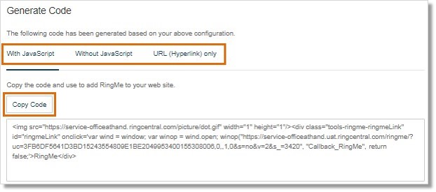 Select a code to generate, then click Copy Code.