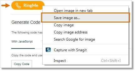 Right-click on the RingMe button, then click Save image as... to save the button's image.