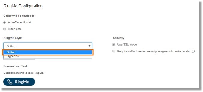 The option "Button" is the default RingMe Style.