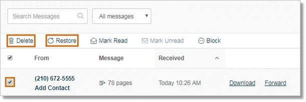 To permanently delete a message, click Delete and then click Yes on the pop-up window to confirm.