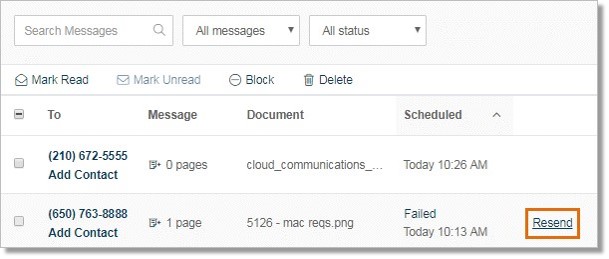 The Outbox folder is where you can find your Scheduled faxes or Fax Messages waiting to be sent or in the process of sending.