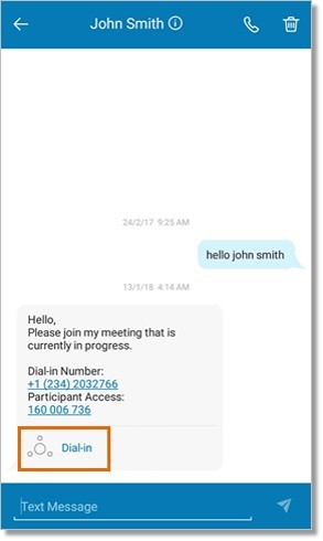 Users may also join a conference call directly from an invite.