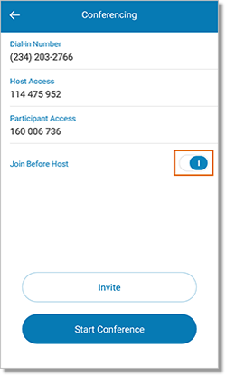 Allow participants to join the conference before the Host does with Join before host.Toggle the button to enable.