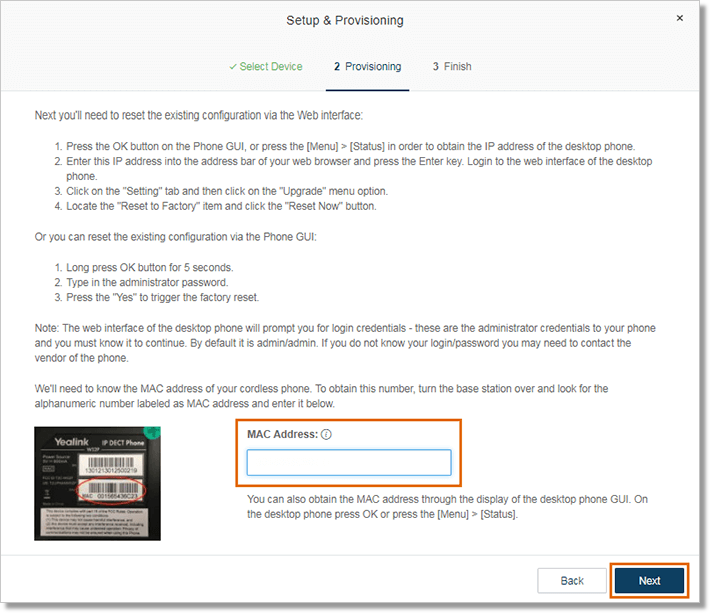 you can reset the existing configuration via the Phone GUI