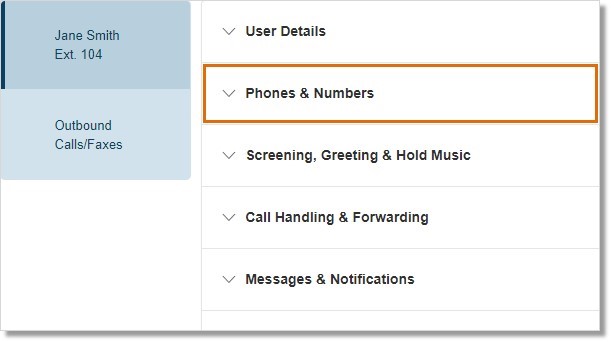 Click Phones & Numbers.