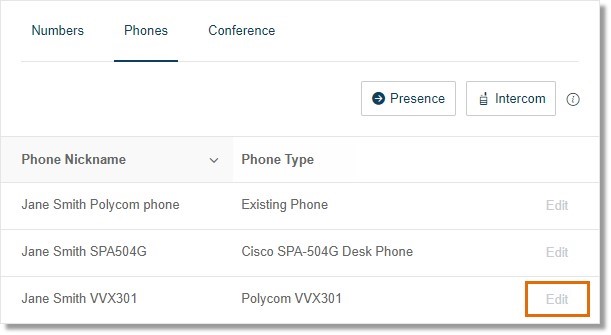 Click Edit on the device that you want to update.