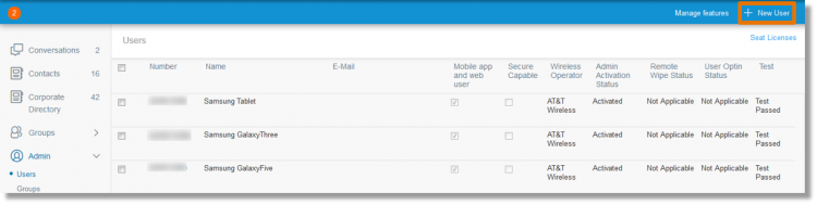 From the user administration screen, click + New User.