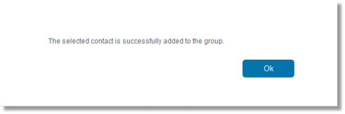 A message appears confirming that the selected contact was added to the group.