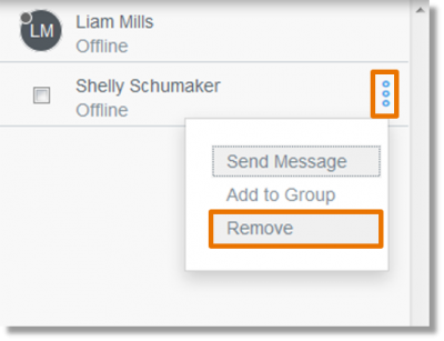 Select the Options icon beside the appropriate contact in the list, and then click Remove.
