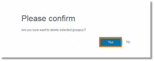 Verify that you want to delete the selected group.