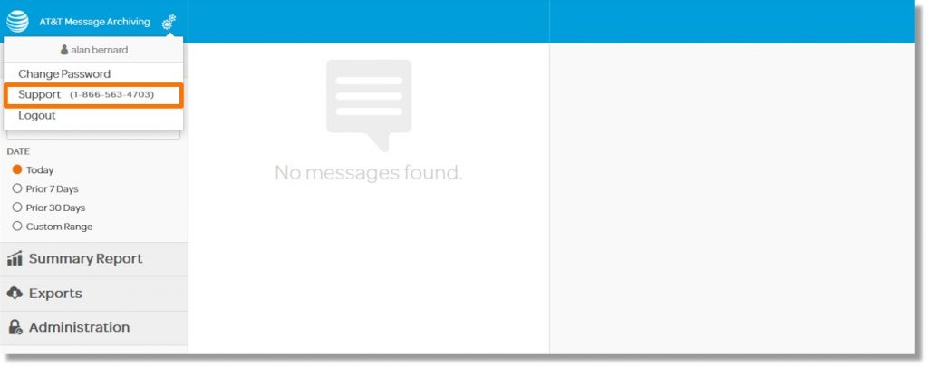 Accessing AT&T Message Archiving support - Asecare