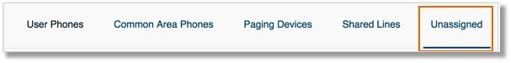 Click the Unassigned tab on the Phones & Devices menu.