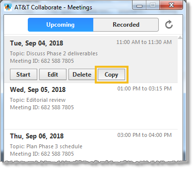 Copy a meeting (web and desktop)