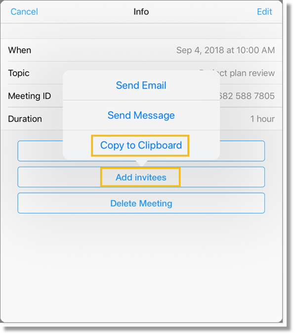 Copy a meeting (tablet)