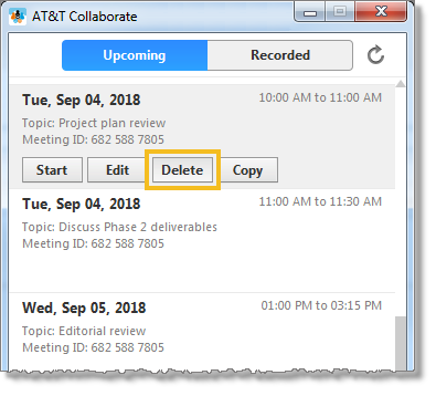 Delete a meeting (web and desktop)