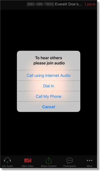 Choose an audio option (mobile)