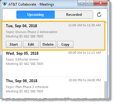 View an upcoming meeting (web and desktop)