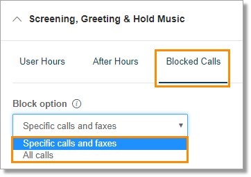 Under Blocked Calls, select your Block option