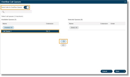 Use the arrows in the box to move the highlighted information from left to right.