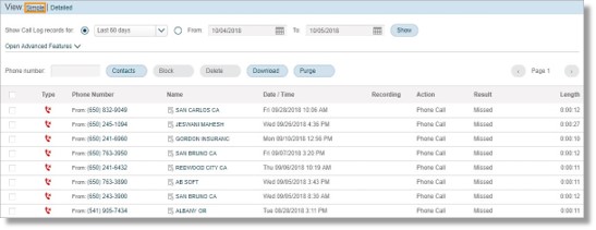 This offers a summary of your Call Log with the following information