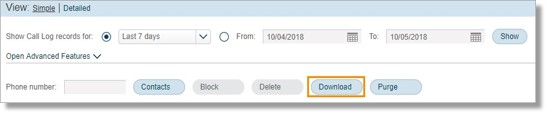 You can also download your Call Log by clicking on the Download button.