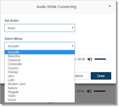 If you select Music for Audio, select the Music type. 