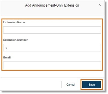 Fill out the extension information, then click Save.