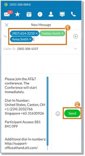 When you click Invite with Text, enter the Name or Number of the Participant that you wish to invite in the To: field and then, click Send.
