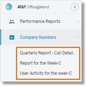  Saved reports can be accessed from the left pane by clicking Company Numbers.