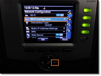Go to Wi­Fi Configuration and press the Right arrow key.