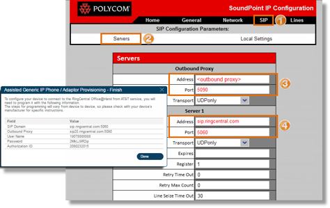 Click on the SIP tab, and then go to Servers. Using the SIP Information, fill out the required fields.