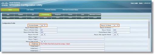 Go to Voice, and the click Provisioning.