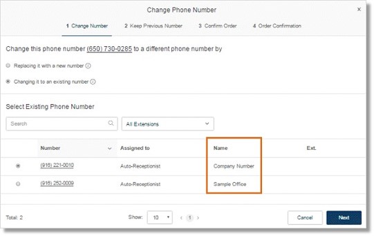 Select a device, then click Edit Number below Phone Number.