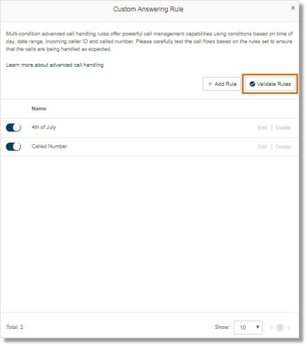 After you have created your custom rule for the based on the Called Number make sure validate this by clicking Validate Rules.