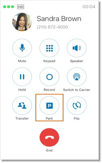 Tap Park on your active call screen.